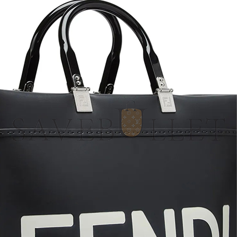 FENDI SUNSHINE MEDIUM BLACK LEATHER TOTE BAG 8BH386ABVLF1DG7 (35*31*17cm)